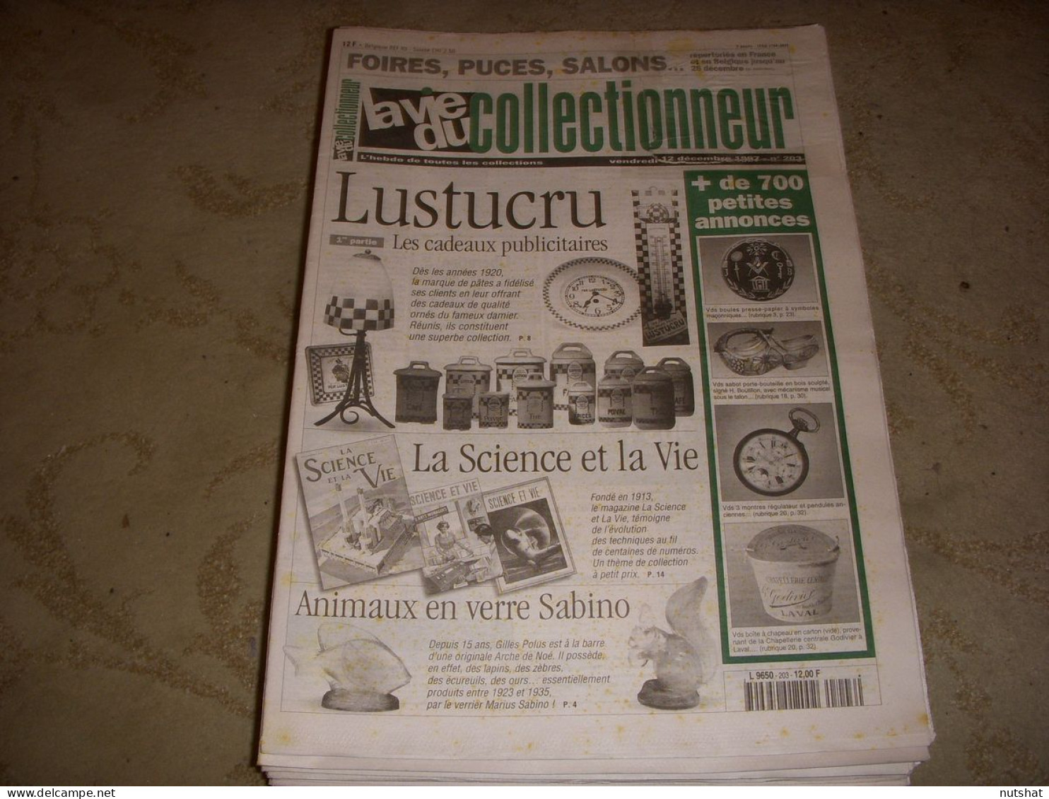 LVC VIE Du COLLECTIONNEUR 203 12.12.1997 LUSTUCRU ANIMAUX SABINO SCIENCE VIE  - Brocantes & Collections