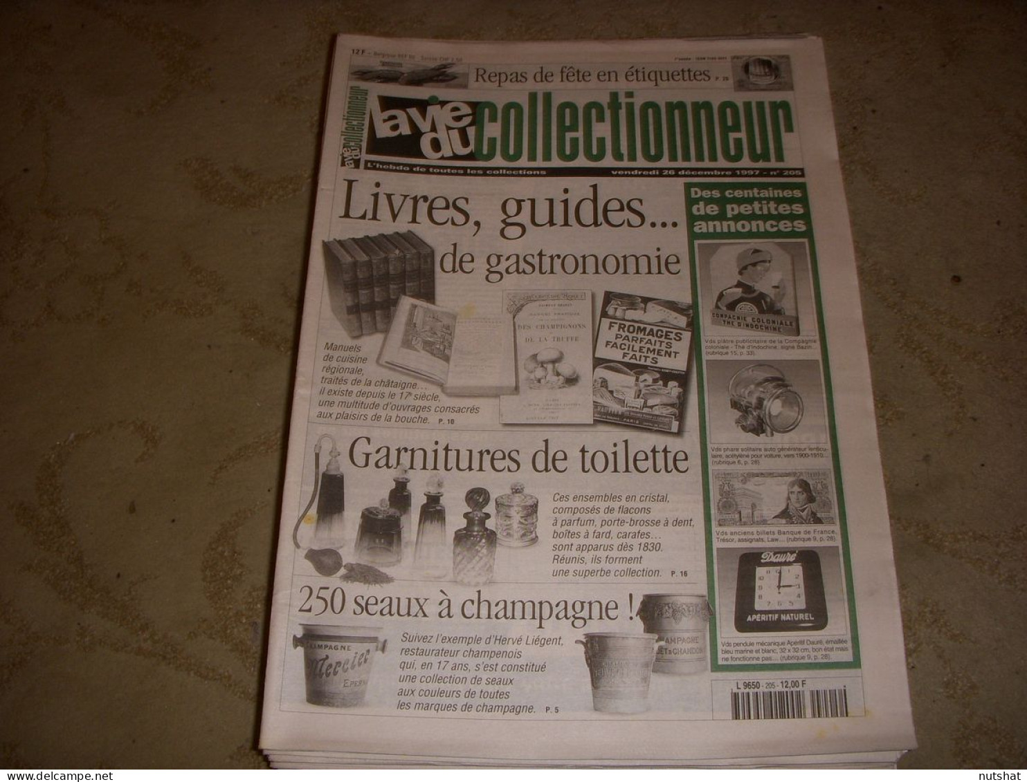 LVC VIE Du COLLECTIONNEUR 205 26.12.1997 LIVRE GASTRONOMIE SEAUX A CHAMPAGNE  - Trödler & Sammler