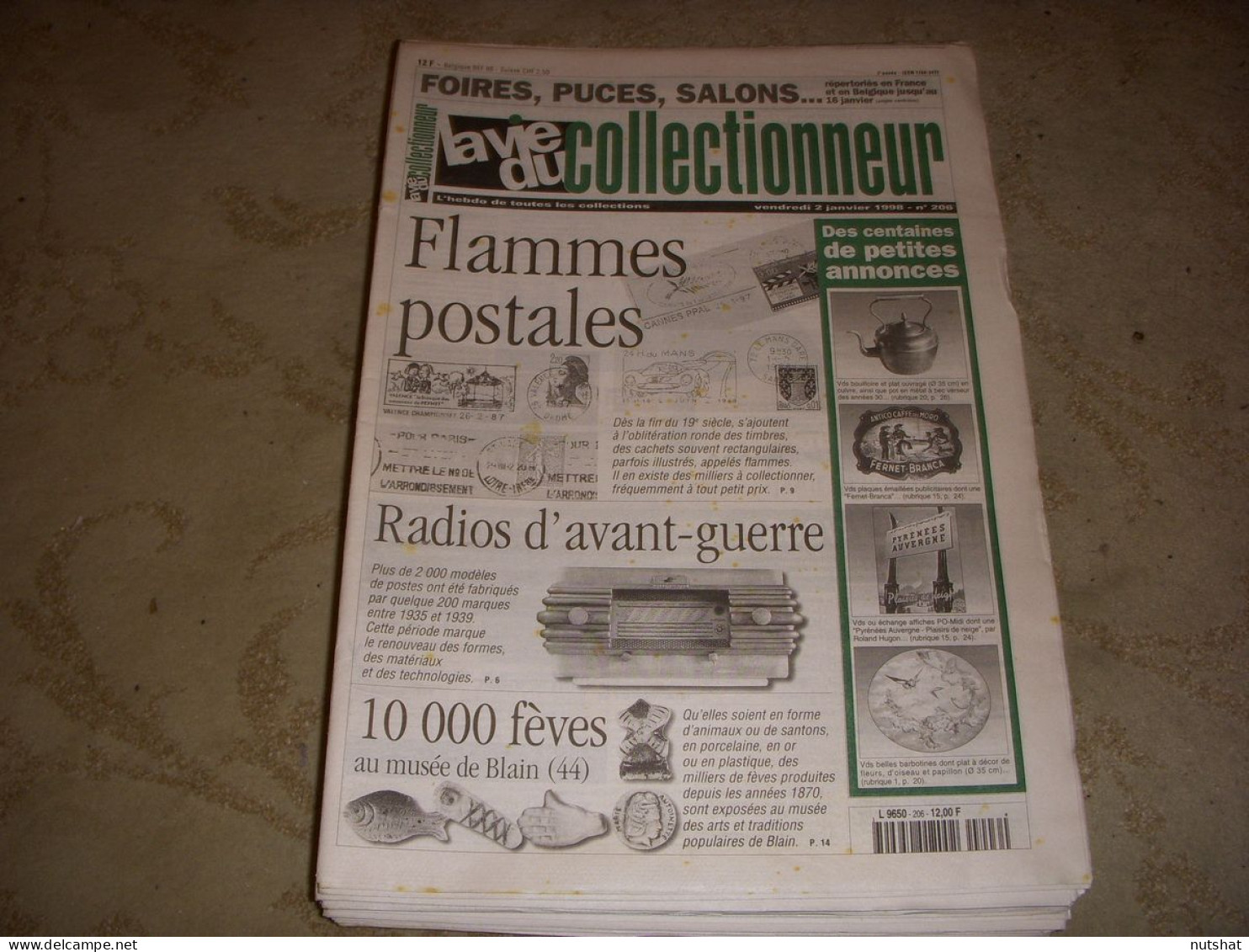 LVC VIE Du COLLECTIONNEUR 206 02.01.1998 FLAMME POSTALE FEVE RADIOS 1935-39  - Verzamelaars