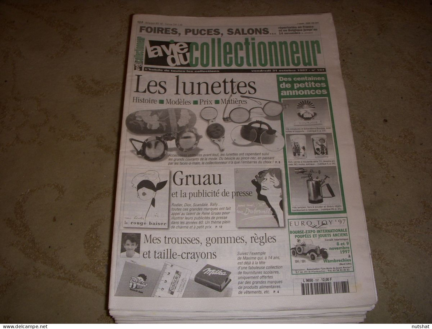 LVC VIE Du COLLECTIONNEUR 197 31.10.1997 LUNETTES GRUAU TROUSSES GOMMES REGLE  - Collectors