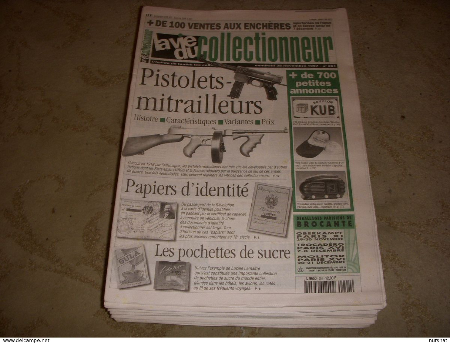 LVC VIE Du COLLECTIONNEUR 201 28.11.1997 PISTOLET MITRAILLEURS POCHETTE SUCRE  - Collectors