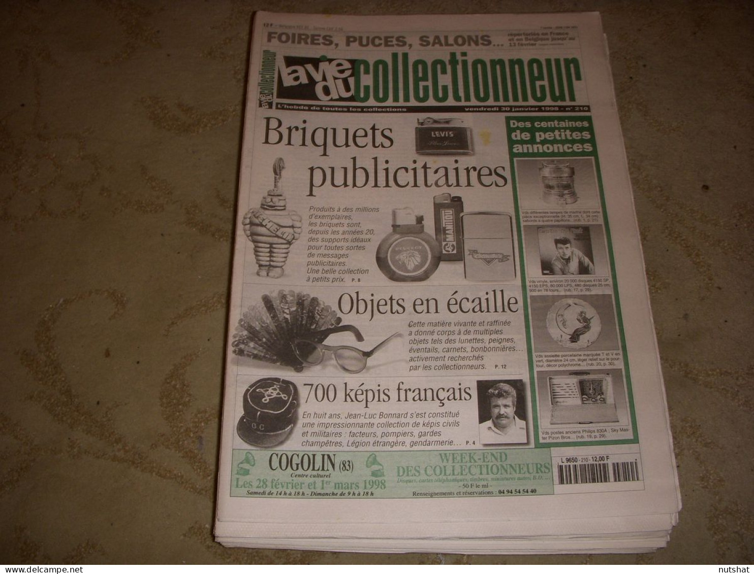 LVC VIE Du COLLECTIONNEUR 210 30.01.1998 BRIQUET ECAILLE KEPIS FRANCAIS  - Verzamelaars