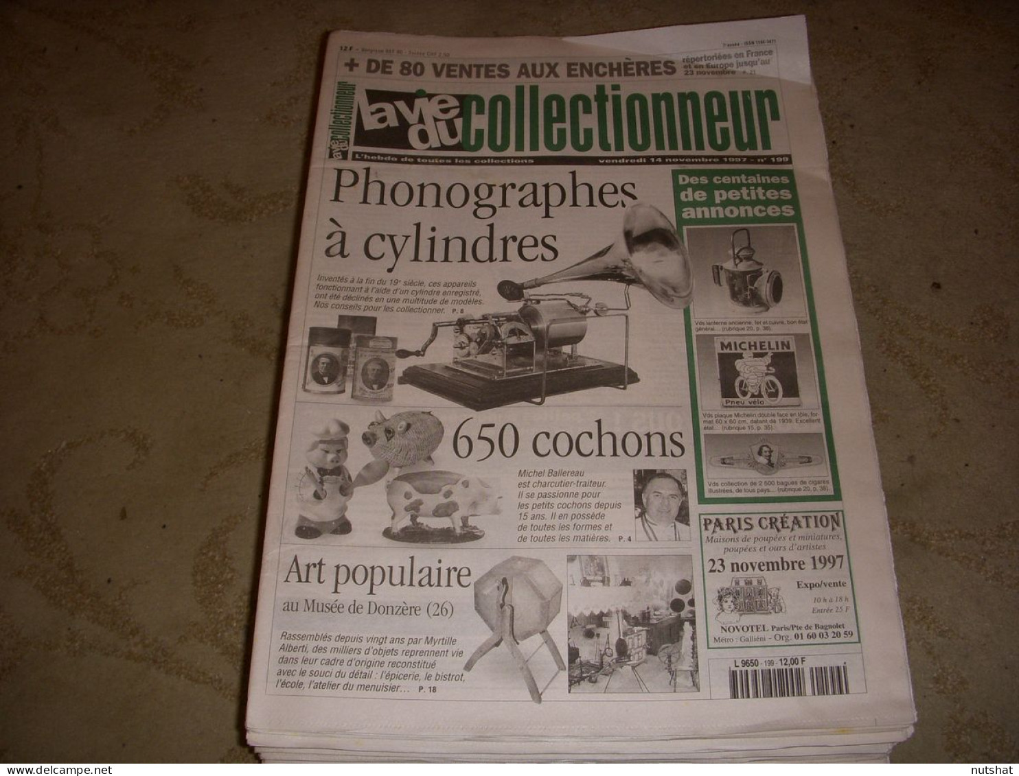 LVC VIE Du COLLECTIONNEUR 199 14.11.1997 PHONOGRAPHES A CYLINDRES COCHONS  - Brocantes & Collections