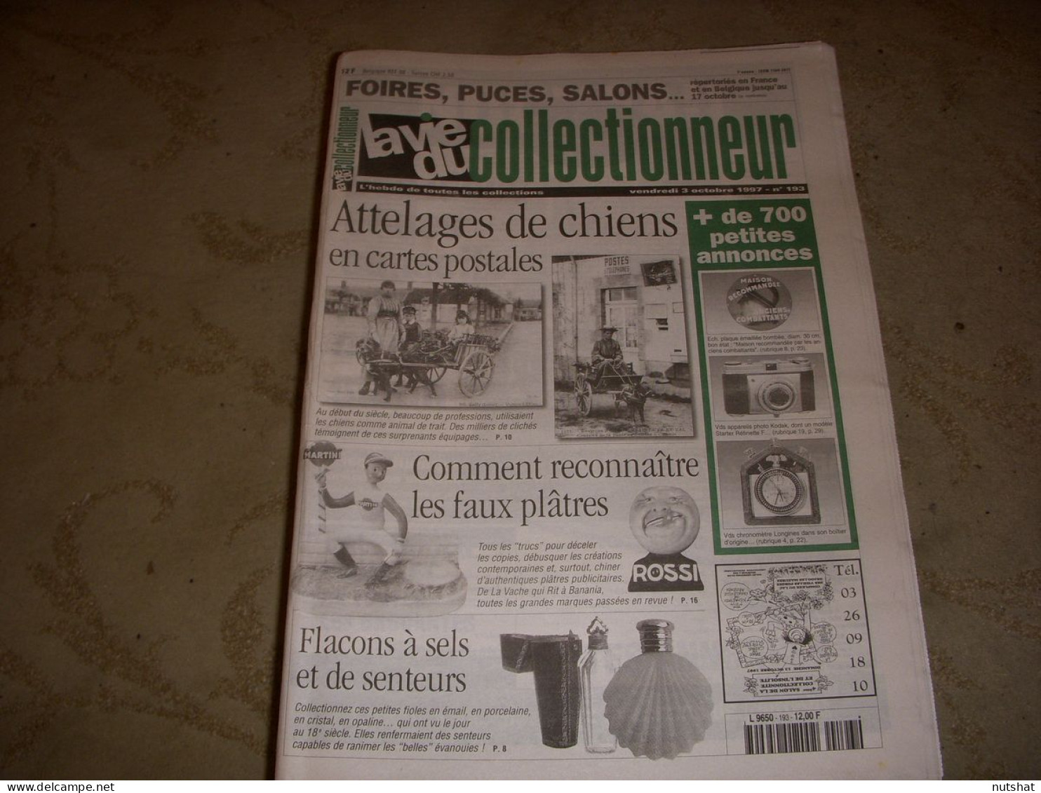 LVC VIE Du COLLECTIONNEUR 193 03.10.1997 ATTELAGE CHIEN FLACON SELS SENTEURS  - Verzamelaars