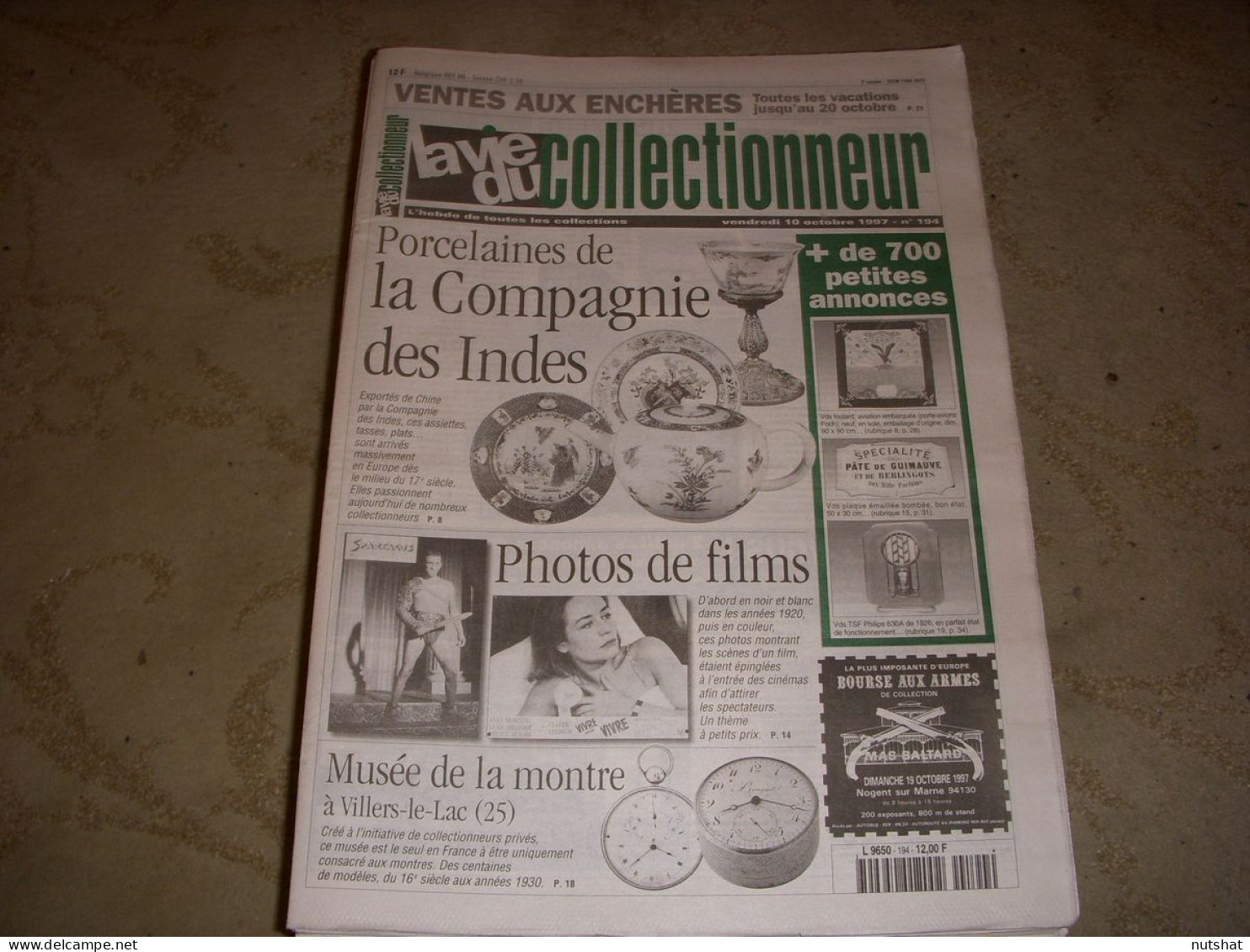 LVC VIE Du COLLECTIONNEUR 194 10.10.1997 PORCELAINE INDES PHOTOS FILMS MONTRE  - Trödler & Sammler