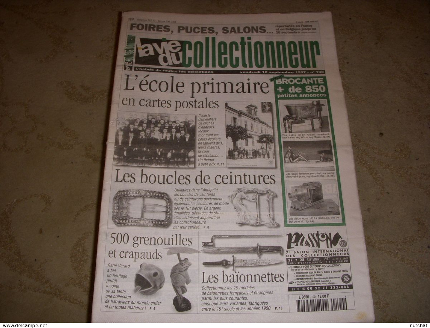 LVC VIE Du COLLECTIONNEUR 190 12.09.1997 GRENOUILLE CRAPAUD BOUCLE CEINTURE  - Brocantes & Collections