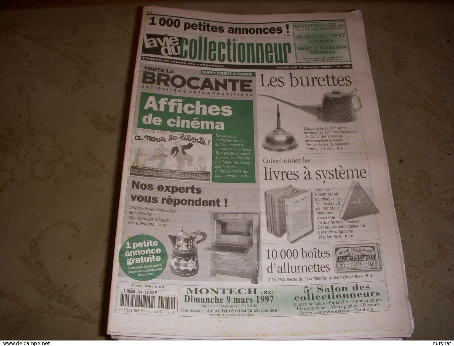 LVC VIE Du COLLECTIONNEUR 164 07.02.1997 BURETTE BOITE ALLUMETTE AFFICHE CINE  - Trödler & Sammler