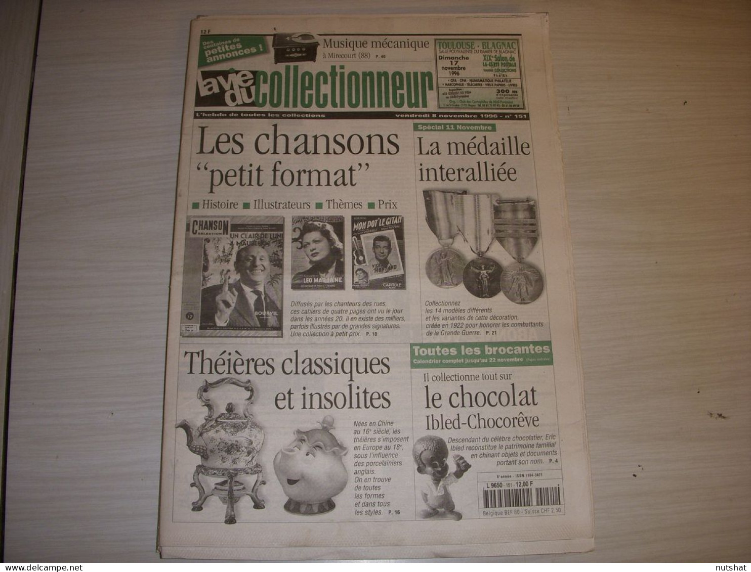 LVC VIE Du COLLECTIONNEUR 151 08.11.1996 MEDAILLE THEIERE CHOCOLAT CHOCOREVE  - Brocantes & Collections