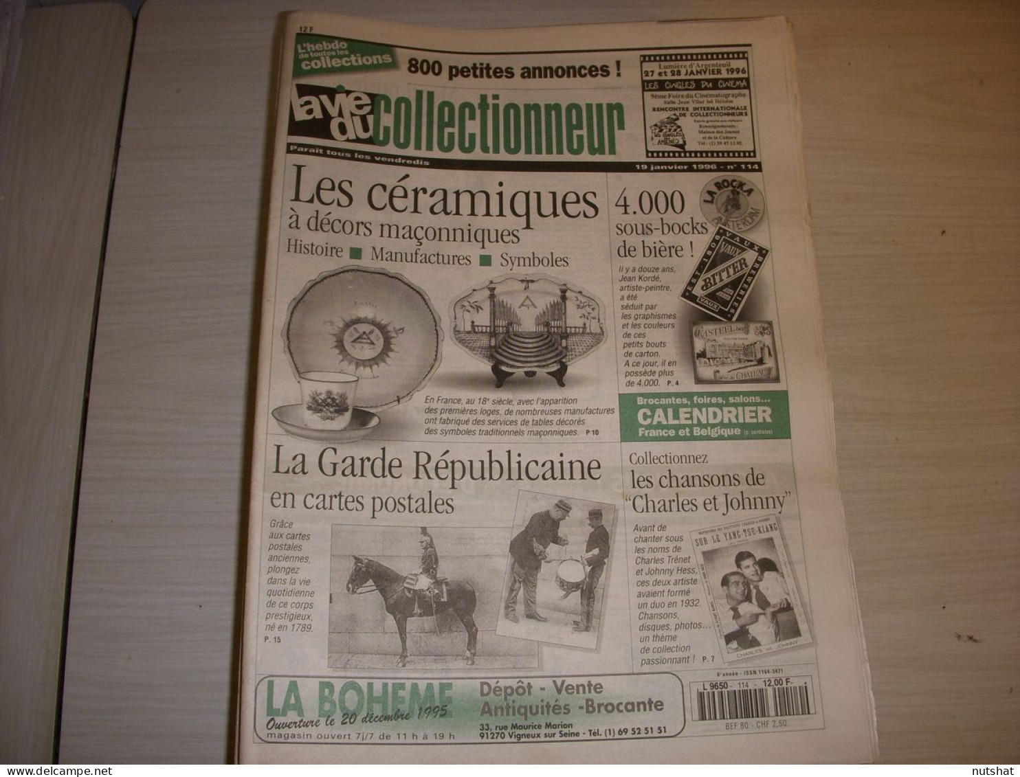 LVC VIE Du COLLECTIONNEUR 114 19.01.1996 CERAMIQUE MACONNIQUE SOUS BOCK BIERE  - Collectors