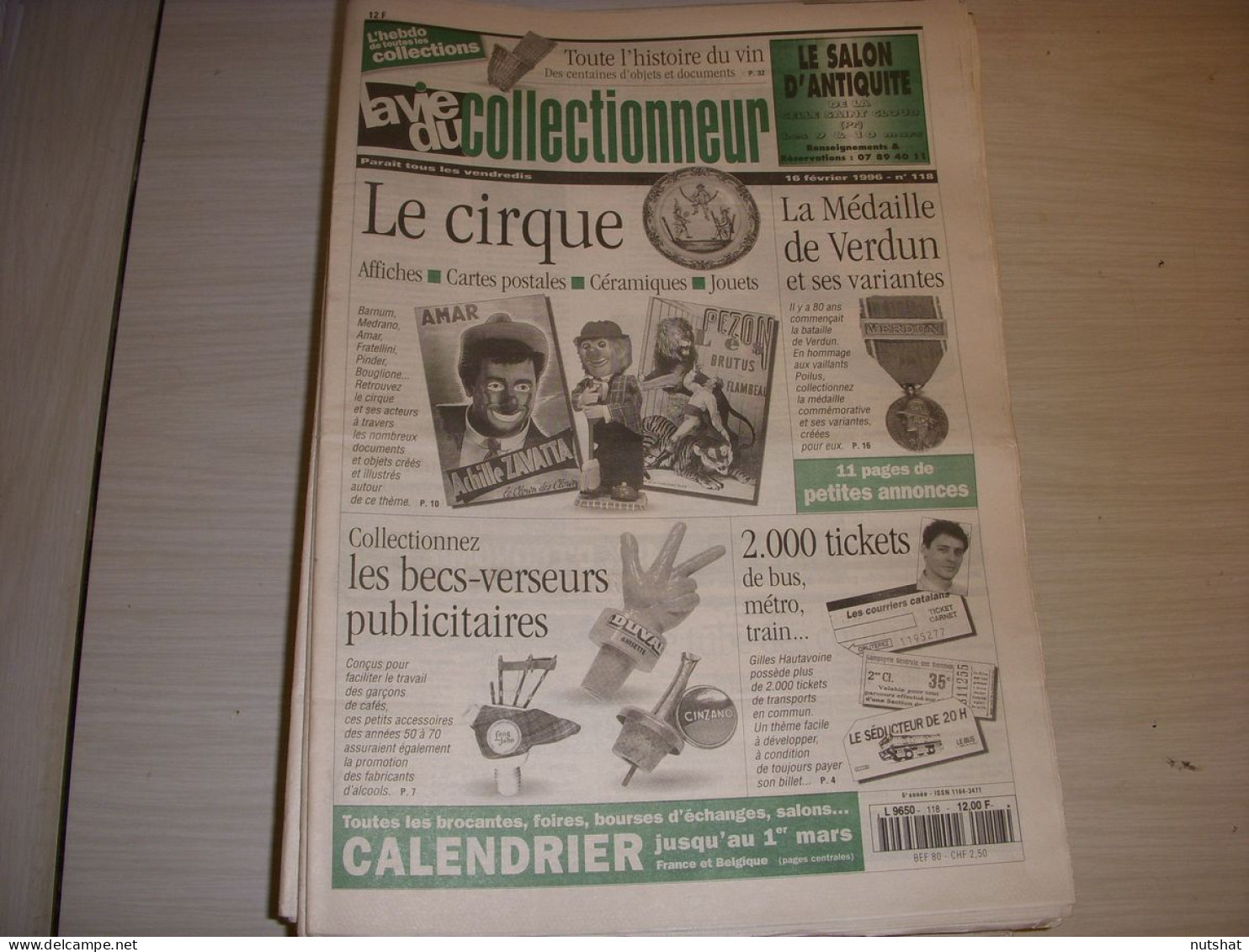 LVC VIE Du COLLECTIONNEUR 118 16.02.1996 Le CIRQUE MEDAILLE VERDUN POILUS  - Antigüedades & Colecciones