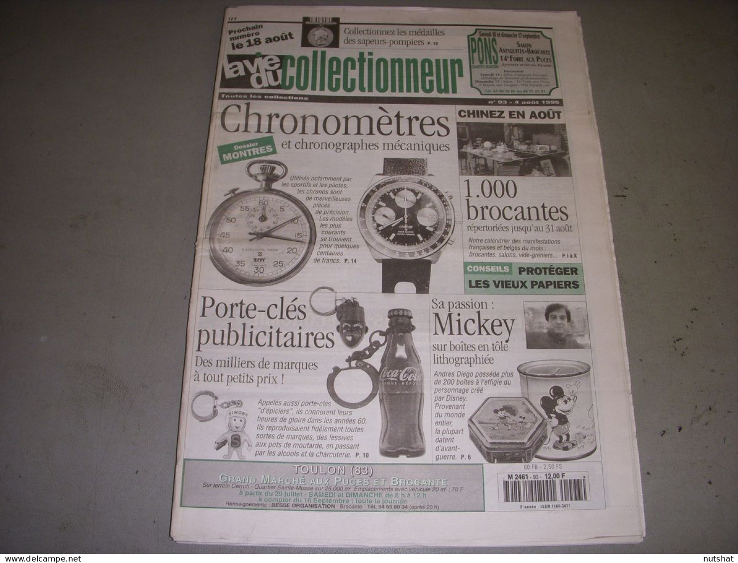 LVC VIE Du COLLECTIONNEUR 093 04.08.1995 CHRONOMETRE PORTE-CLES MICKEY OURS  - Trödler & Sammler