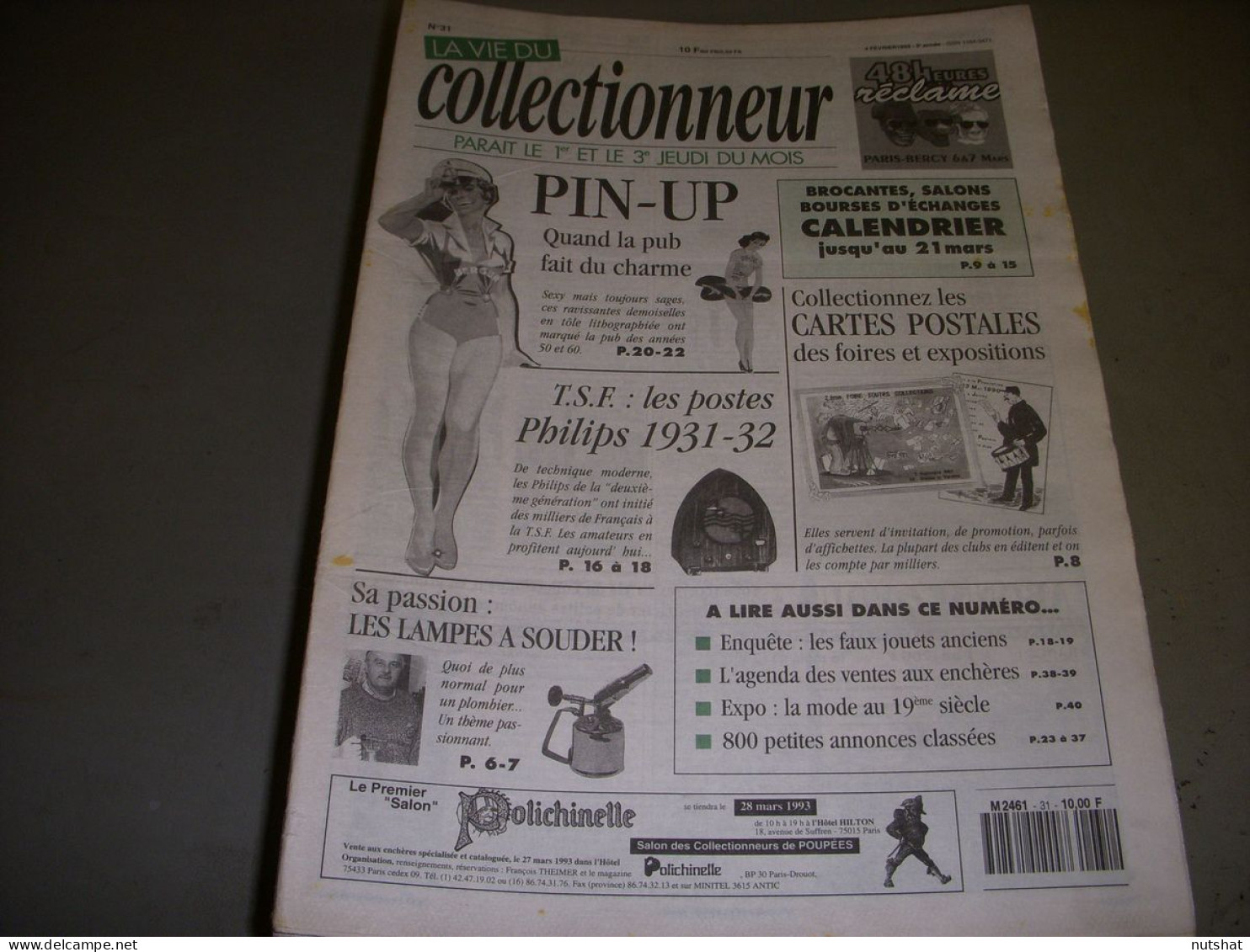 LVC VIE Du COLLECTIONNEUR 031 24.02.1993 TSF PHILIPS LAMPES A SOUDER PIN-UP  - Antigüedades & Colecciones