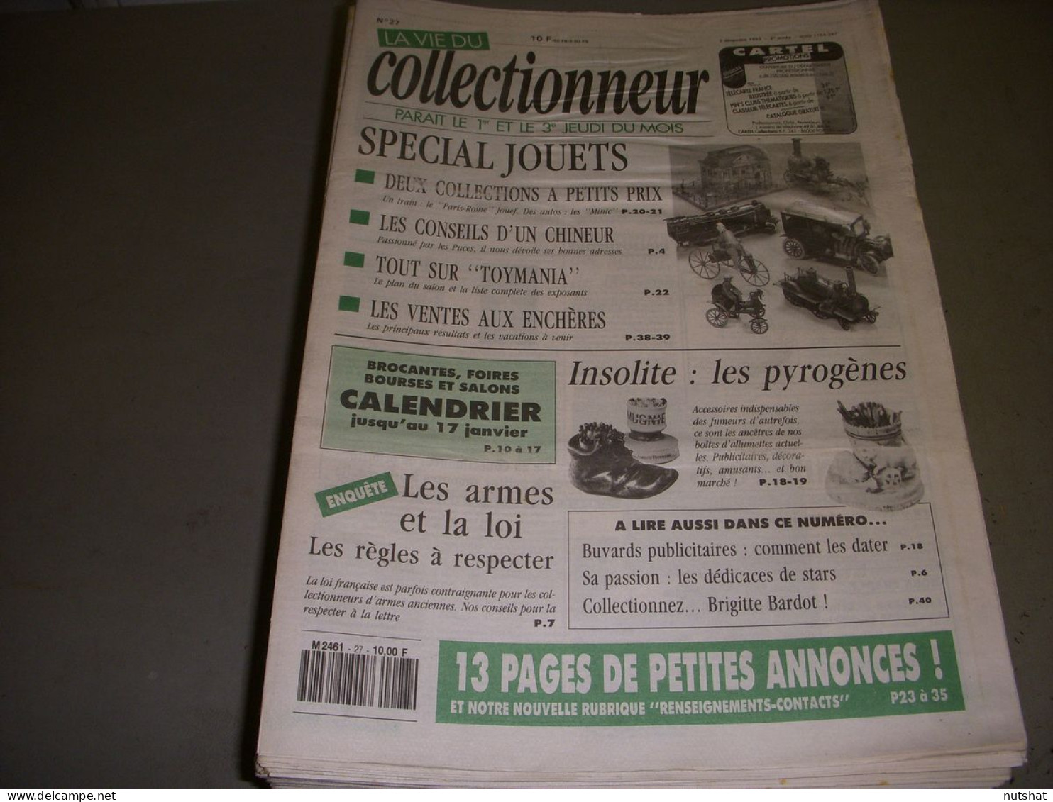LVC VIE Du COLLECTIONNEUR 027 03.12.1992 PYROGENE ARME BUVARD TRAIN JOUEF BB  - Verzamelaars