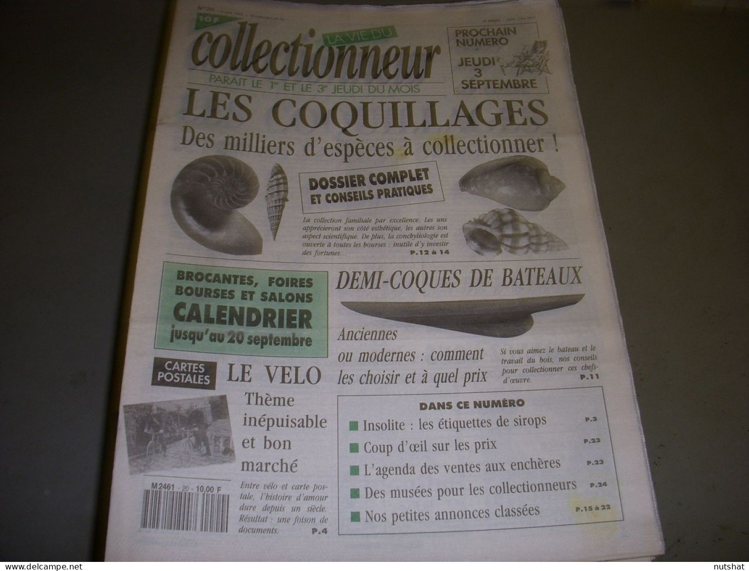 LVC VIE Du COLLECTIONNEUR 020 06.08.1992 COQUILLAGES VELO En CP COQUE BATEAUX  - Collectors