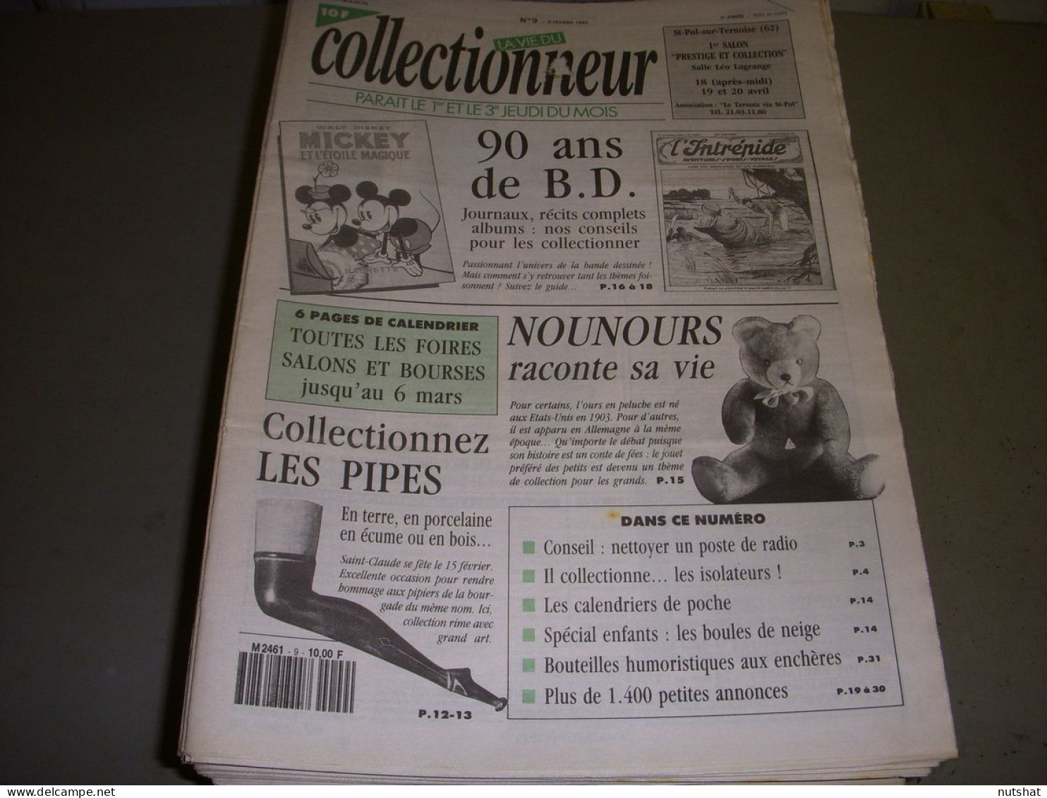 LVC VIE Du COLLECTIONNEUR 009 06.02.1992 90 ANS De BD OURS En PELUCHE PIPES  - Brocantes & Collections