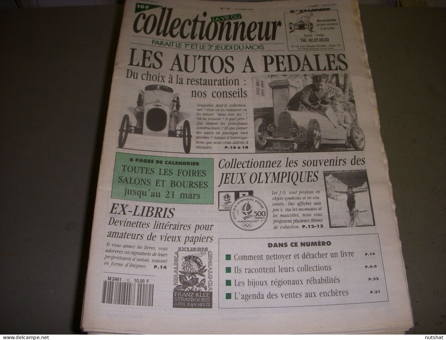 LVC VIE Du COLLECTIONNEUR 010 20.02.1992 AUTOS A PEDALES JEUX OLYMPIQUES  - Trödler & Sammler
