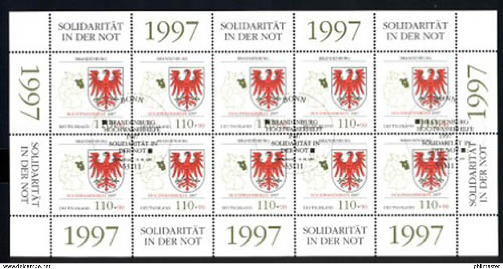 1941 Hochwasserhilfe Brandenburg 1997 - 10er-Bogen ESSt - 1991-2000