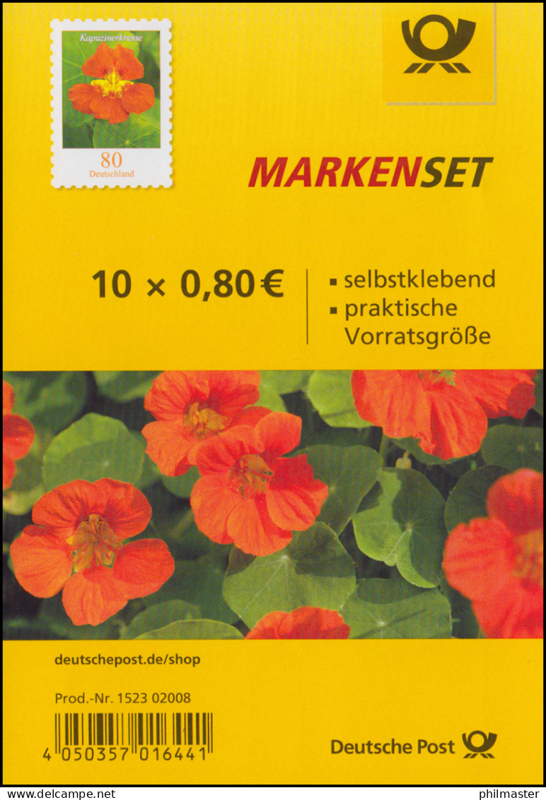 FB 89a Blume Kapuzinerkresse, Folienblatt Mit 10x 3482, - 02008, Postfrisch ** - 2011-2020