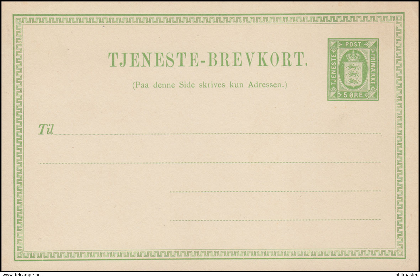 Dänemark Dienstpostkarte DP 8 II Mit Punktzeile 69 Mm , Ungebraucht - Postal Stationery