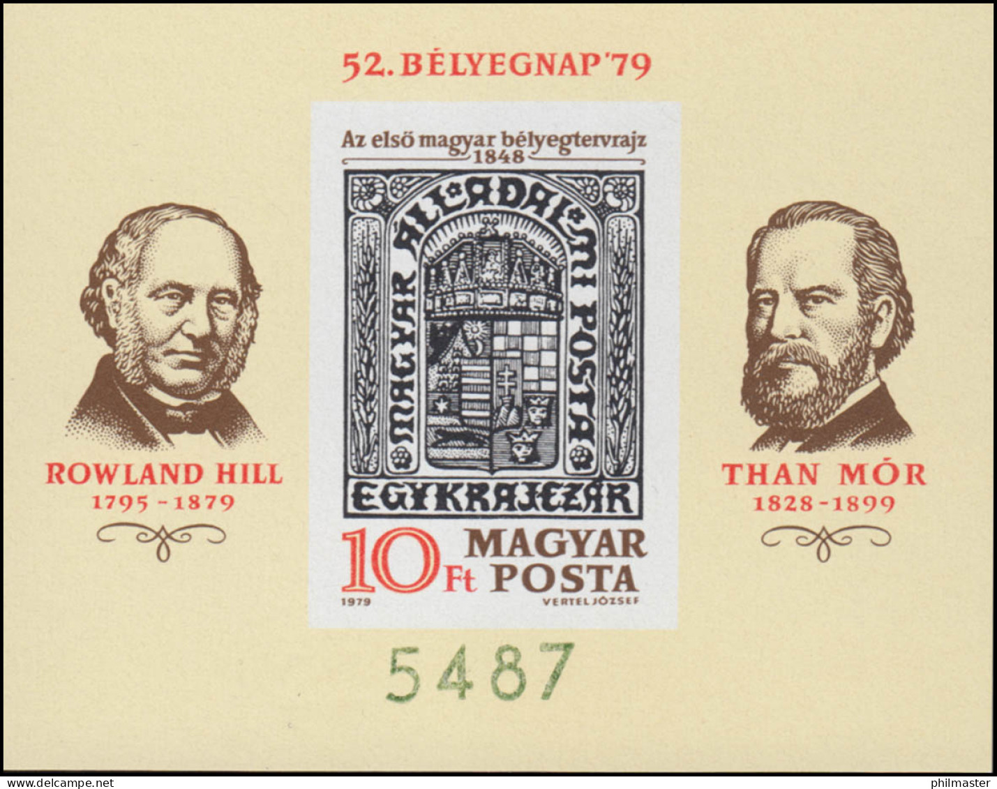 Block 138B Tag Der Briefmarke: Rowland Hill Und Than Mor 1979, Ungezähnt ** - Autres & Non Classés