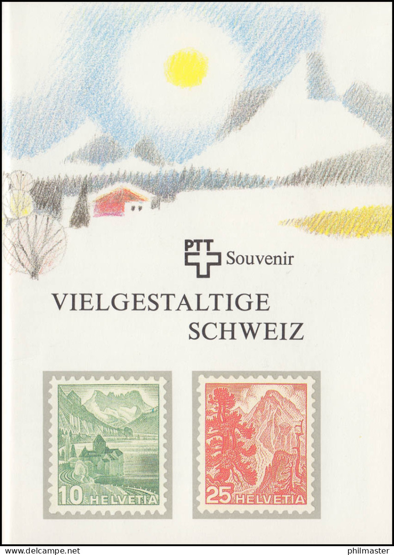Schweiz PTT-Souvenir 4a Vielgestaltete Schweiz, Text Deutsch, Marken **  - Maximum Cards
