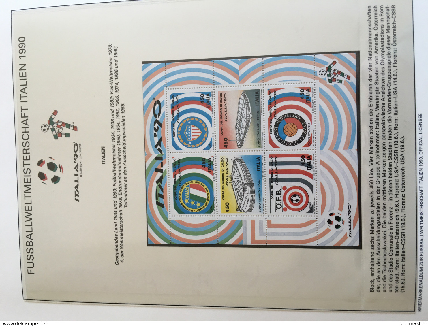 Fußball-WM 1990 Italien, offizielle Sammlung im Lindner-Ringbinder