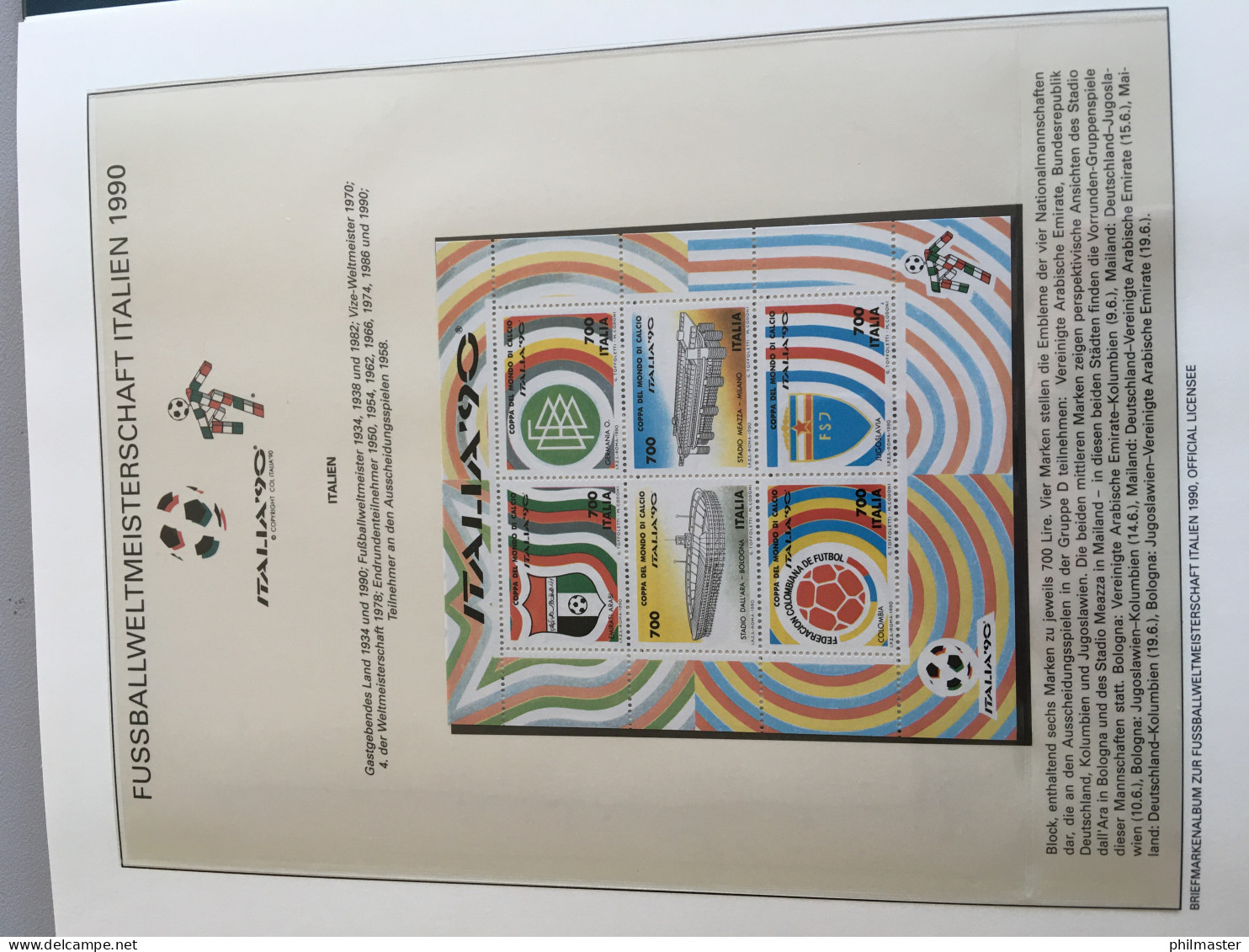Fußball-WM 1990 Italien, offizielle Sammlung im Lindner-Ringbinder