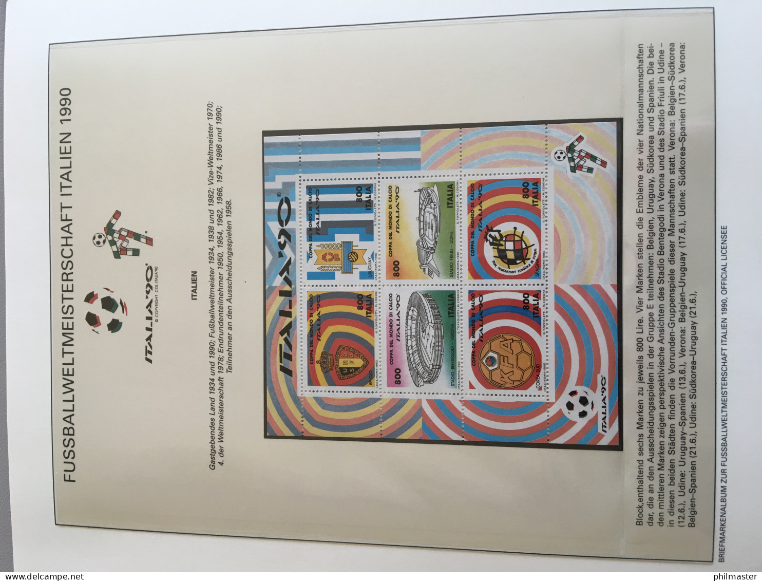 Fußball-WM 1990 Italien, offizielle Sammlung im Lindner-Ringbinder