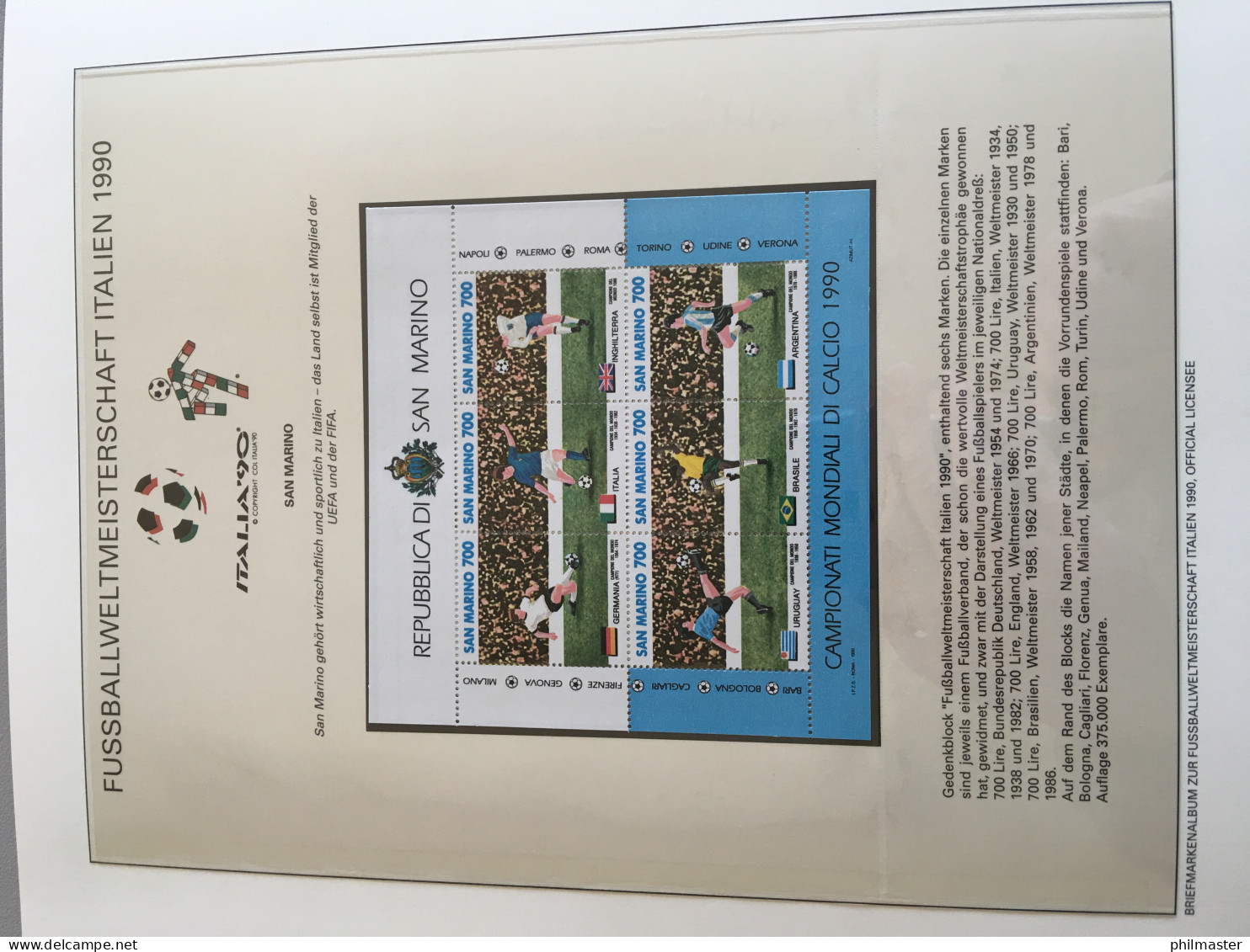 Fußball-WM 1990 Italien, offizielle Sammlung im Lindner-Ringbinder