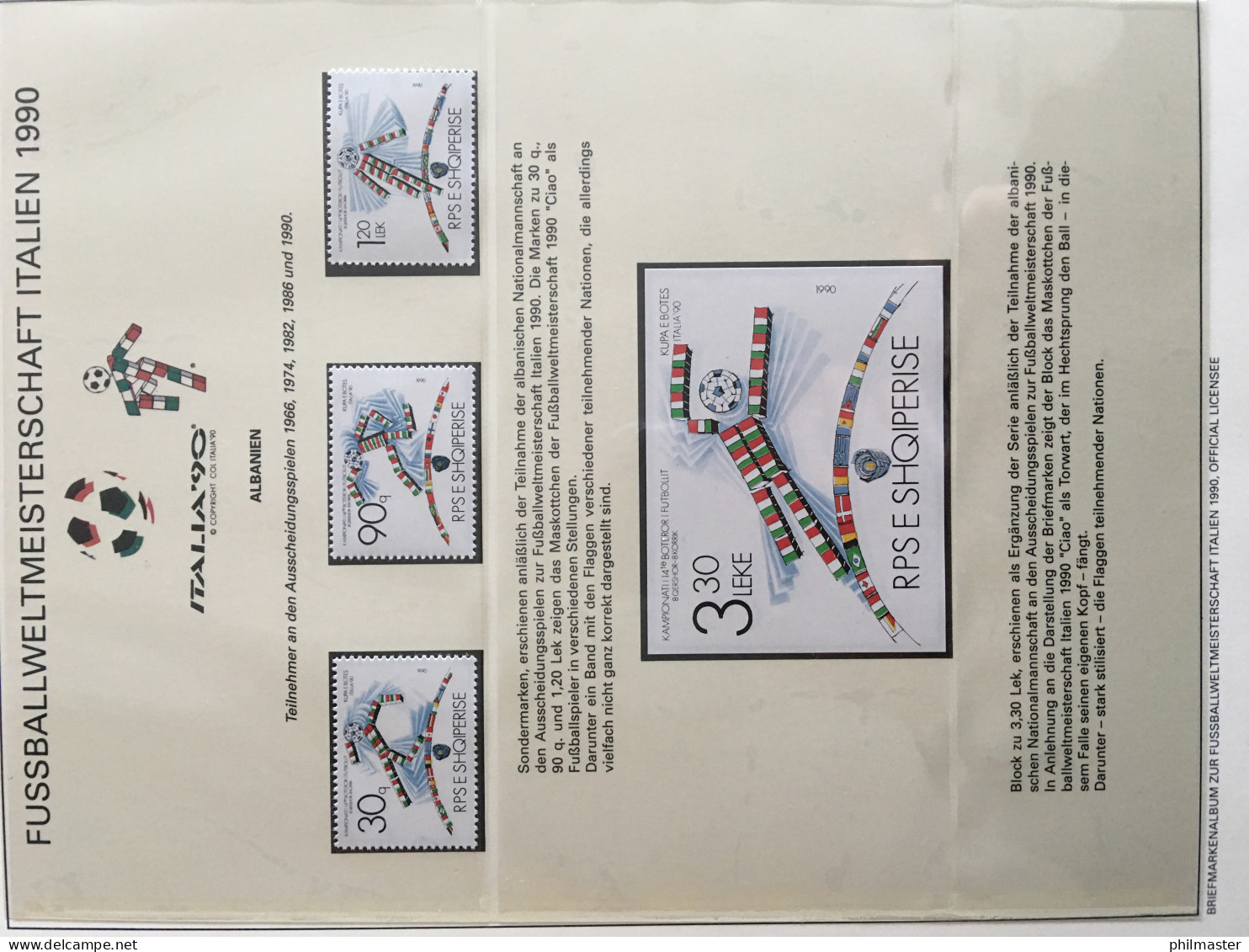 Fußball-WM 1990 Italien, offizielle Sammlung im Lindner-Ringbinder