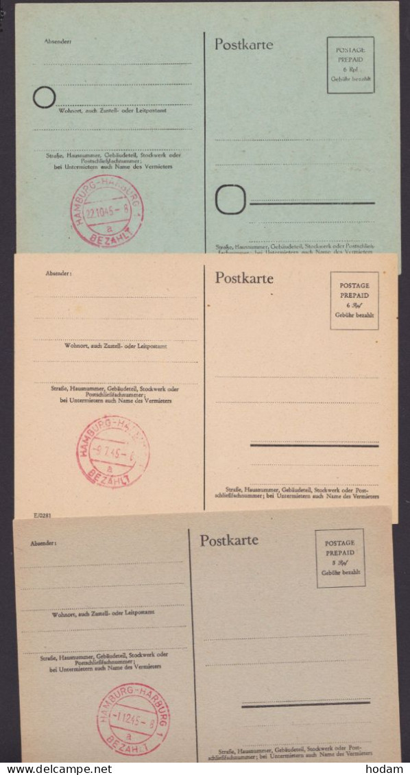 Hamburg-Harburg: P694b, 695a, 709b, *, 3 Gut Erhaltene Karten Mit Rotem K2 "bezahlt" - Lettres & Documents