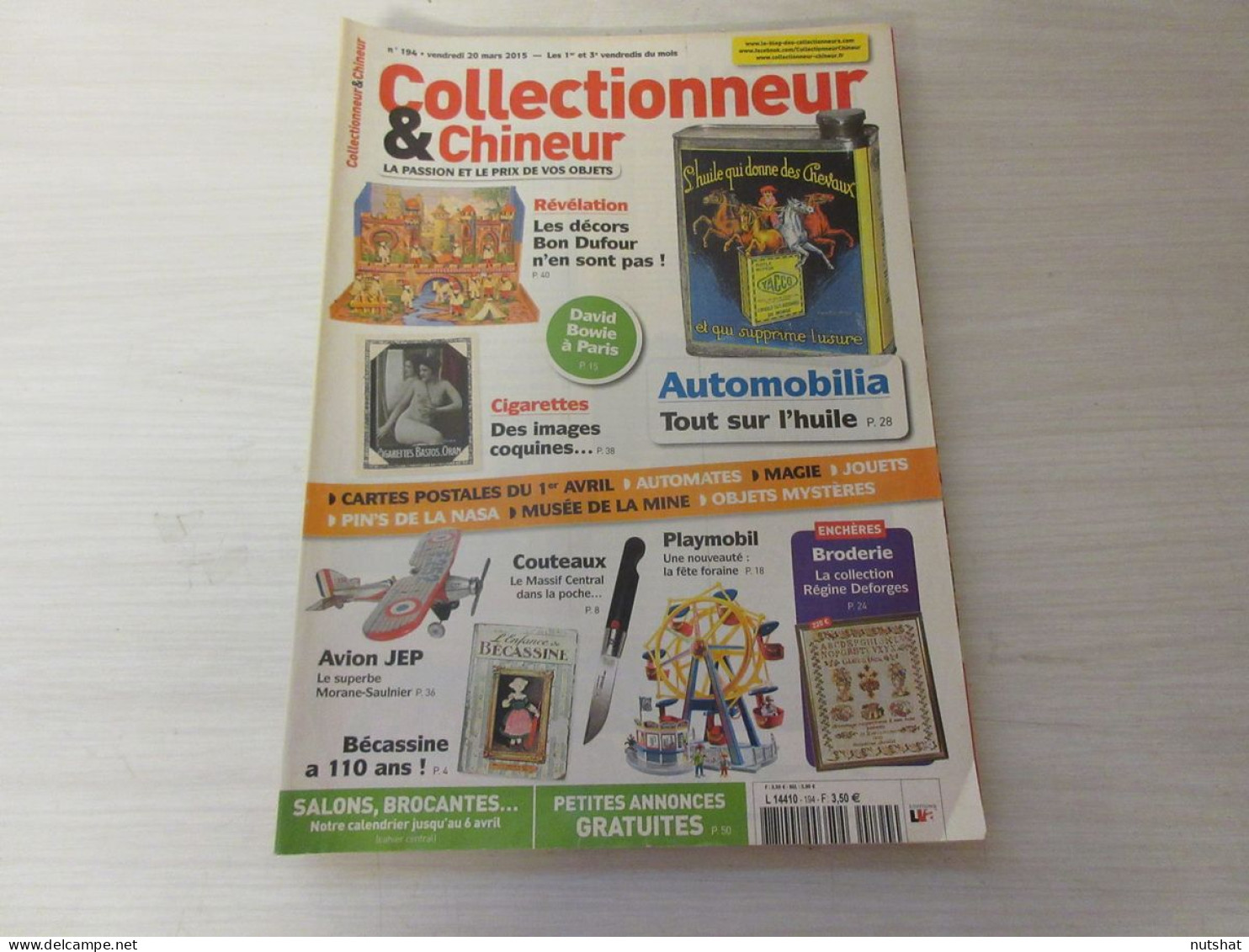 COLLECTIONNEUR CHINEUR 194 20.03.2015 BECASSINE COUTEAUX PLAYMOBIL HUILE MOTEUR  - Verzamelaars