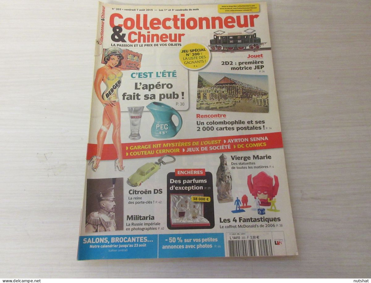 COLLECTIONNEUR CHINEUR 203 07.08.2015 PUB APERO TRAIN JEP PORTE CLES CITROEN DS  - Brocantes & Collections