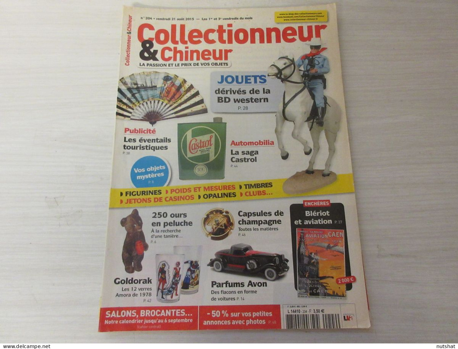 COLLECTIONNEUR CHINEUR 204 21.08.2015 WESTERN Et BD EVENTAILS GOLDORAK CASTROL   - Collectors