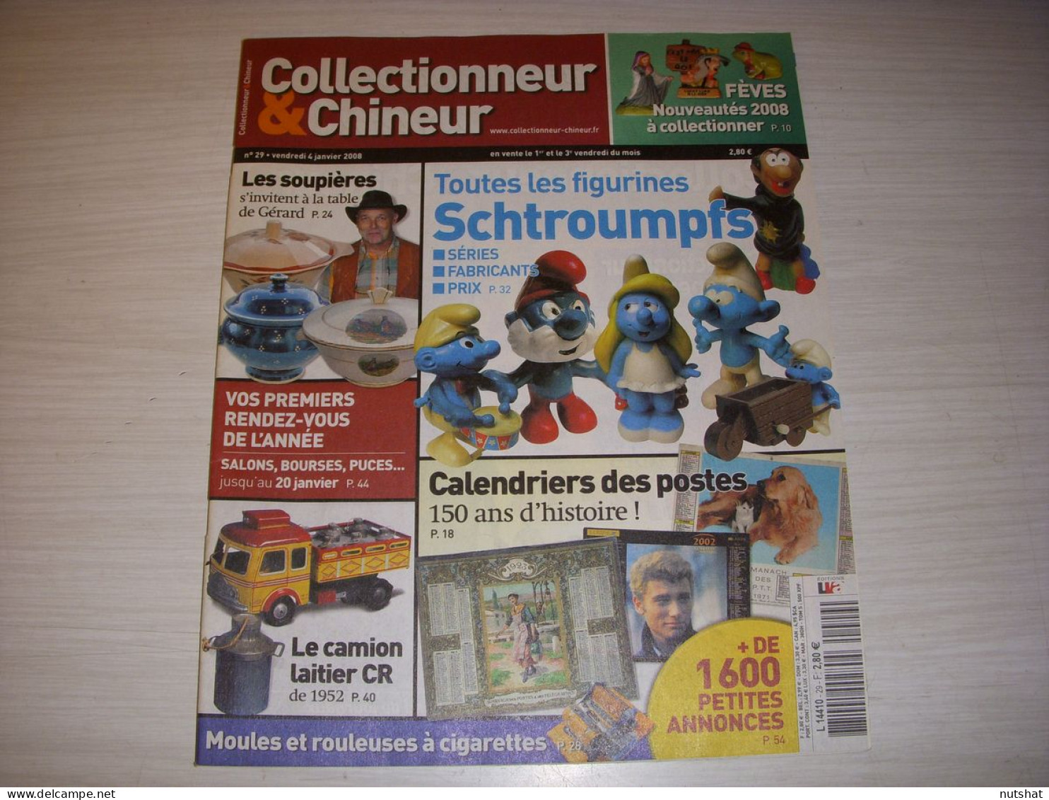 COLLECTIONNEUR CHINEUR 029 04.01.2008 SOUPIERES SCHTROUMPFS CALENDRIER POSTAL - Antichità & Collezioni