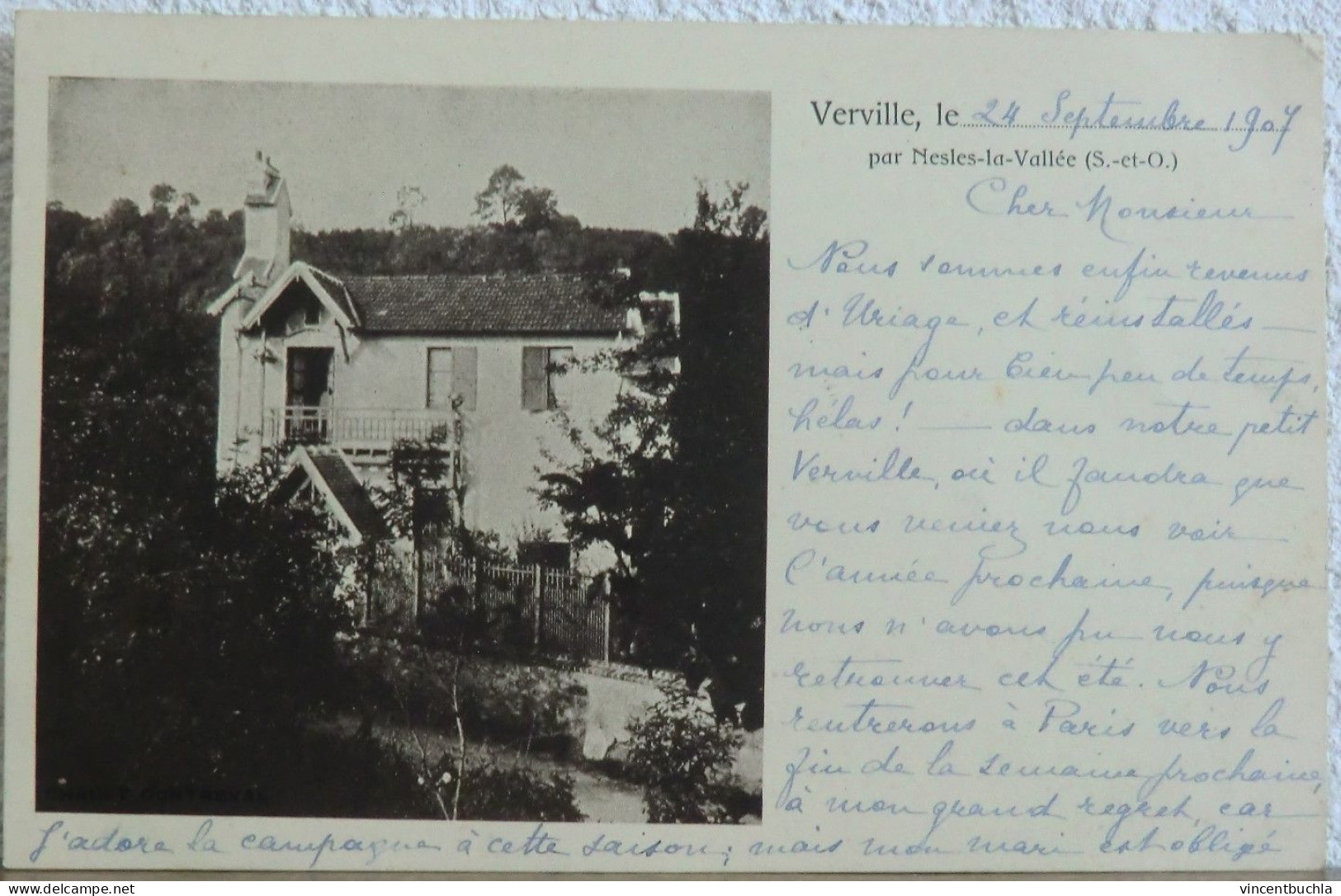 Verville, Par Nesles La Vallée, Le 24 Septembre 1907 (Villa De Verville)  Envoyée Par Jacqueline Ninart - Nesles-la-Vallée