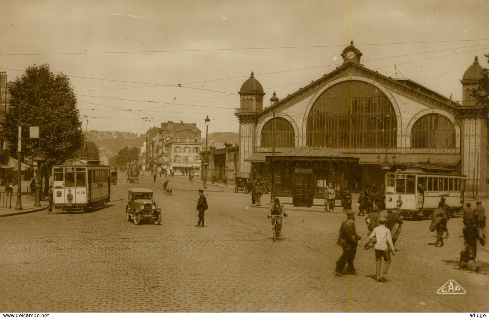 CPA-76- LE HAVRE - La Gare Et Le Cours De La République - Animation Tramways* 2scans - Gare