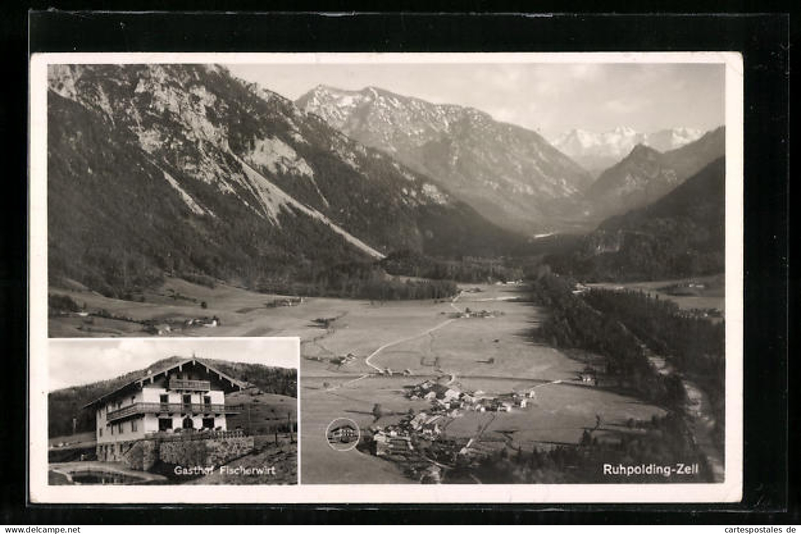 AK Ruhpolding-Zell, Gasthof Fischerwirt, Gesamtansicht  - Ruhpolding