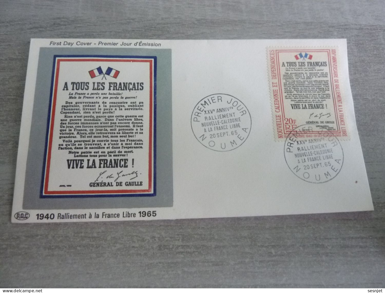 Nouméa - A Tous Les Français - 25c.+5c. - Yt 1408 - Enveloppe Premier Jour D'Emission - Année1964 - - Used Stamps