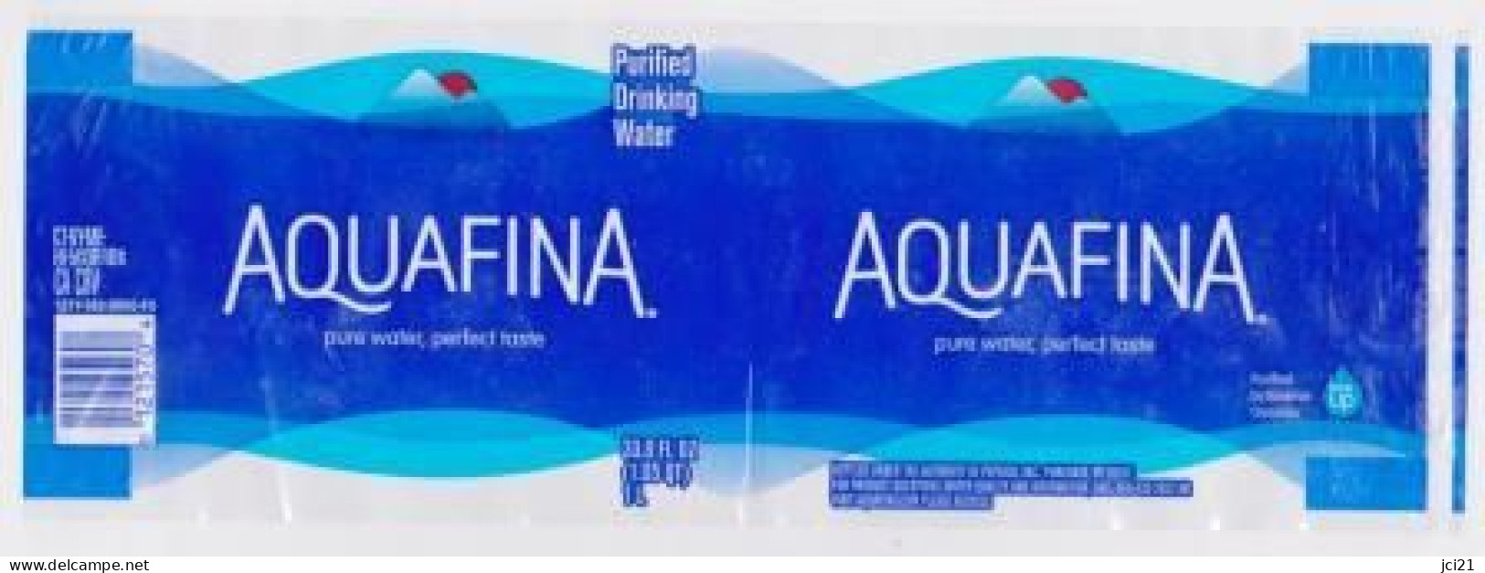 Étiquette D'eau Minérale " AQUAFINA " USA Etats Unis  _Ee045 - Autres & Non Classés