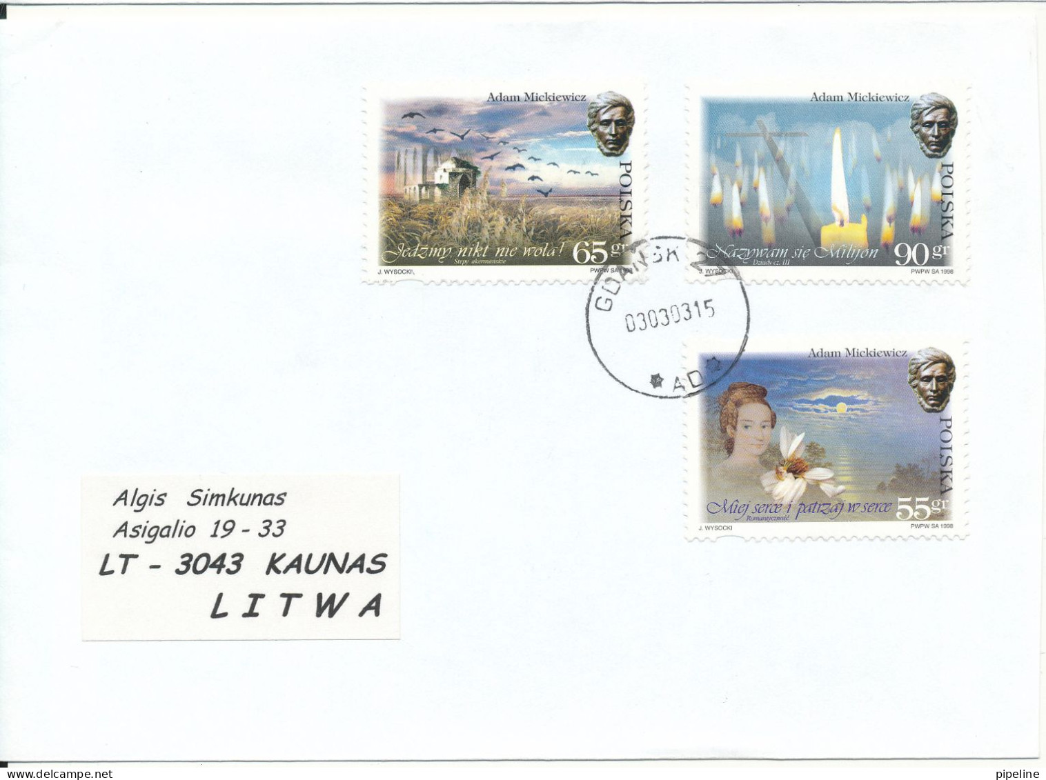 Poland Cover Sent To Lithuania 3-3-2003 Topic Stamps Very Nice Cover - Lettres & Documents