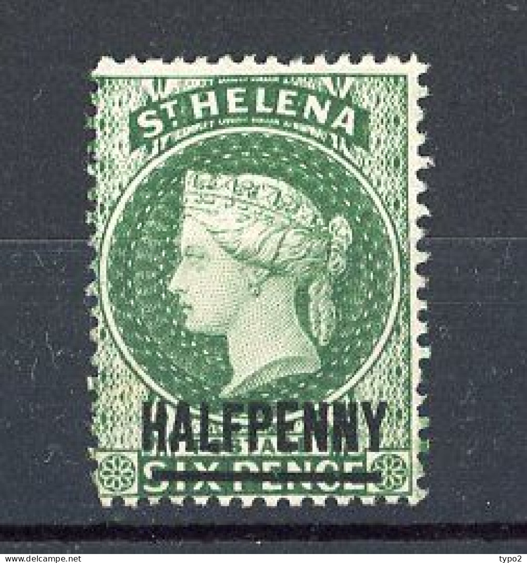 ST. HELENA  Yv. N° 12 Fil CA Type V *  1/2p  Vert Cote  2,25 Euro BE   2 Scans - Other & Unclassified