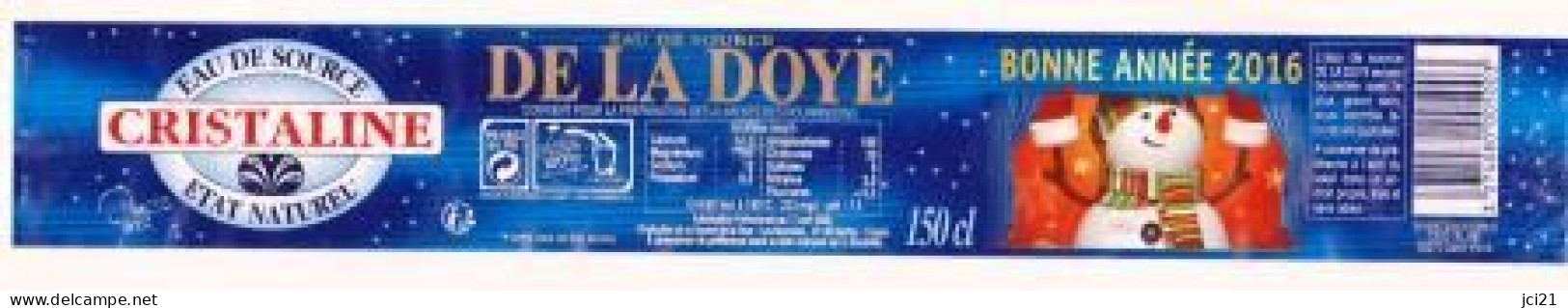 Étiquette D'eau Minérale " CRISTALINE - Source DE LA DOYE " 01130 NANTUA Bonhomme De Neige  _Ee49 - Andere & Zonder Classificatie