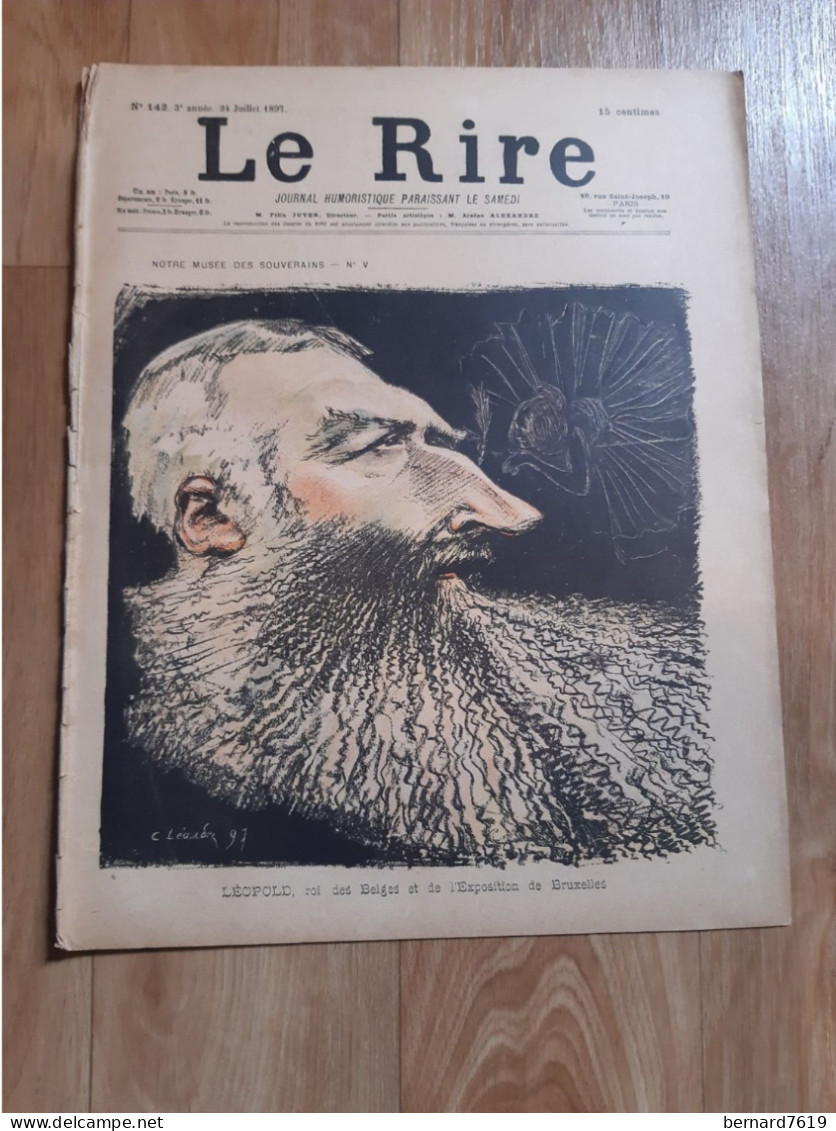 Journal Humoristique - Le Rire N°142 -   Annee 1897 - Dessin Cleandre - Sem -  Leopold Roi Des Belges Et De L'exposition - 1850 - 1899