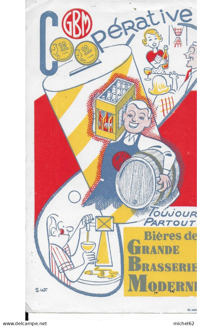 BUVARD ANNEES Neuf   50's   BIERE Gbm Cooperative GRANDE BRASSERIE MODERNE - Liquor & Beer