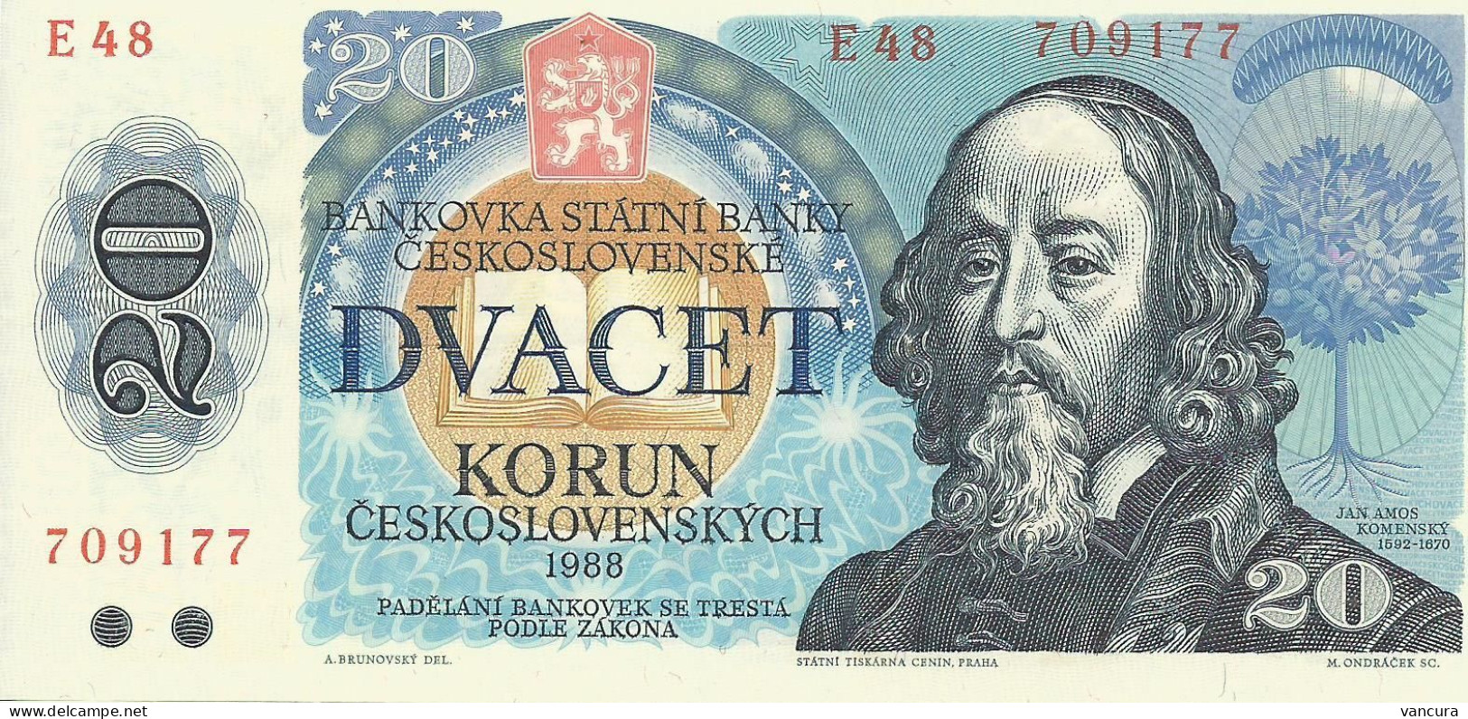 Czechoslovakia 20 Kc 1988 Series E - Tschechoslowakei