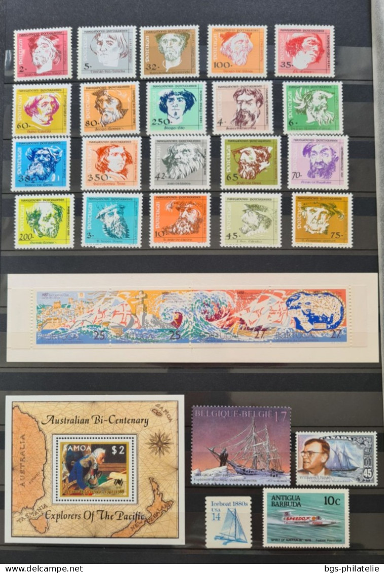 Collection de timbres sur le thème des Bateaux.