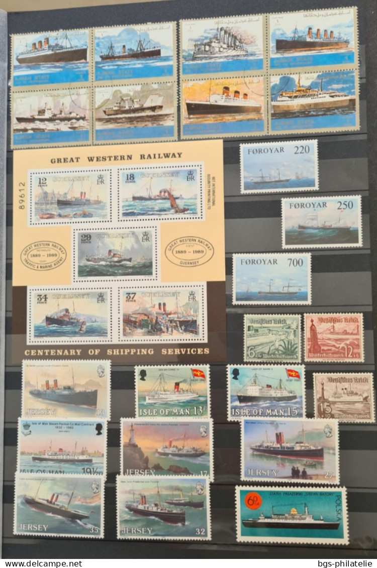 Collection de timbres sur le thème des Bateaux.