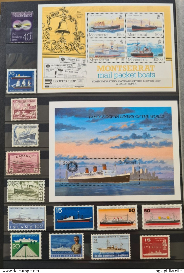 Collection de timbres sur le thème des Bateaux.