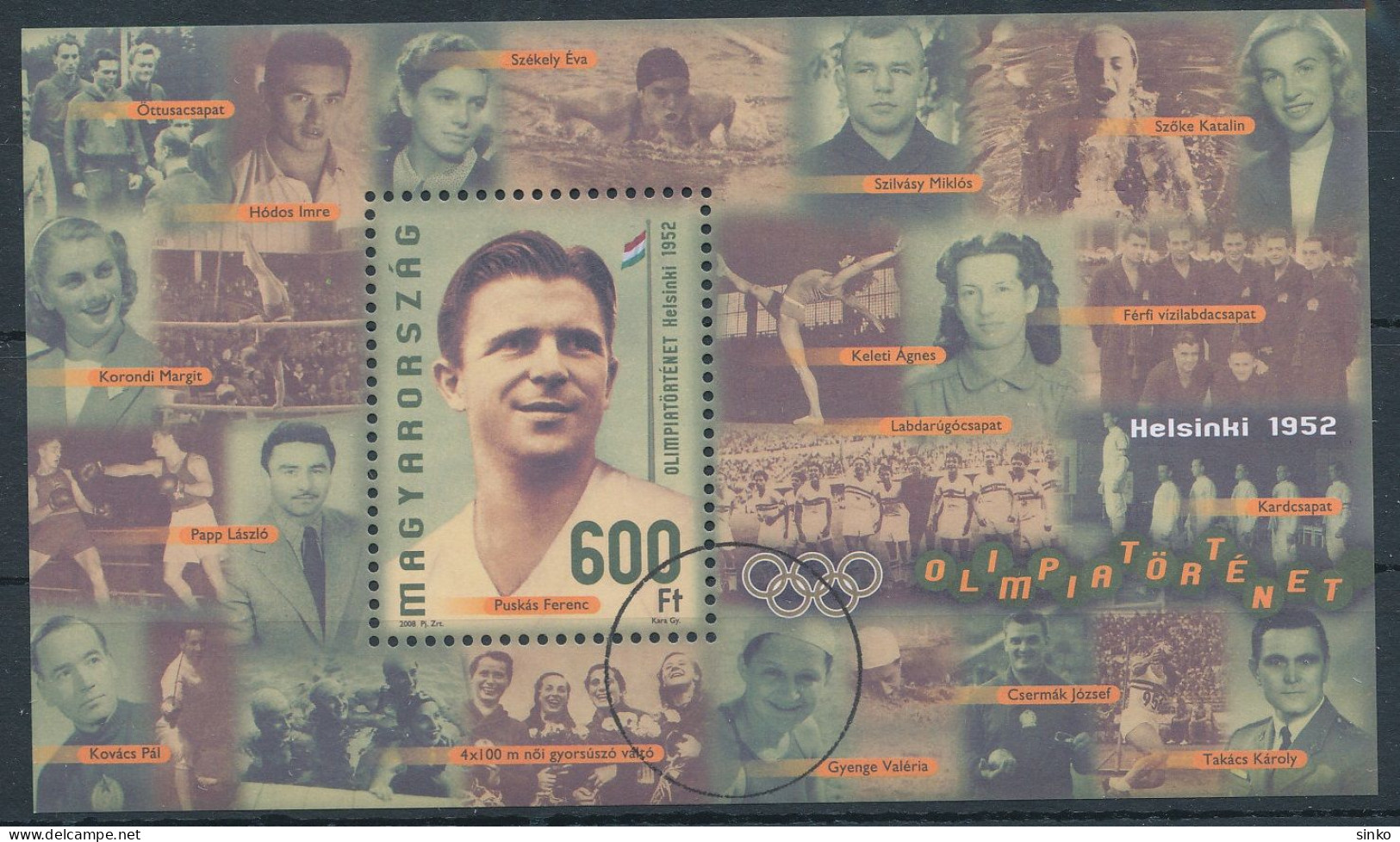2008. Hungarian Olympic History (II.) - Helsinki, 1952 - Block - Speciality - Errors, Freaks & Oddities (EFO)